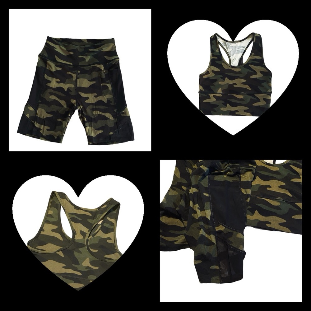 NWT Camouflage Biker Shorts Set